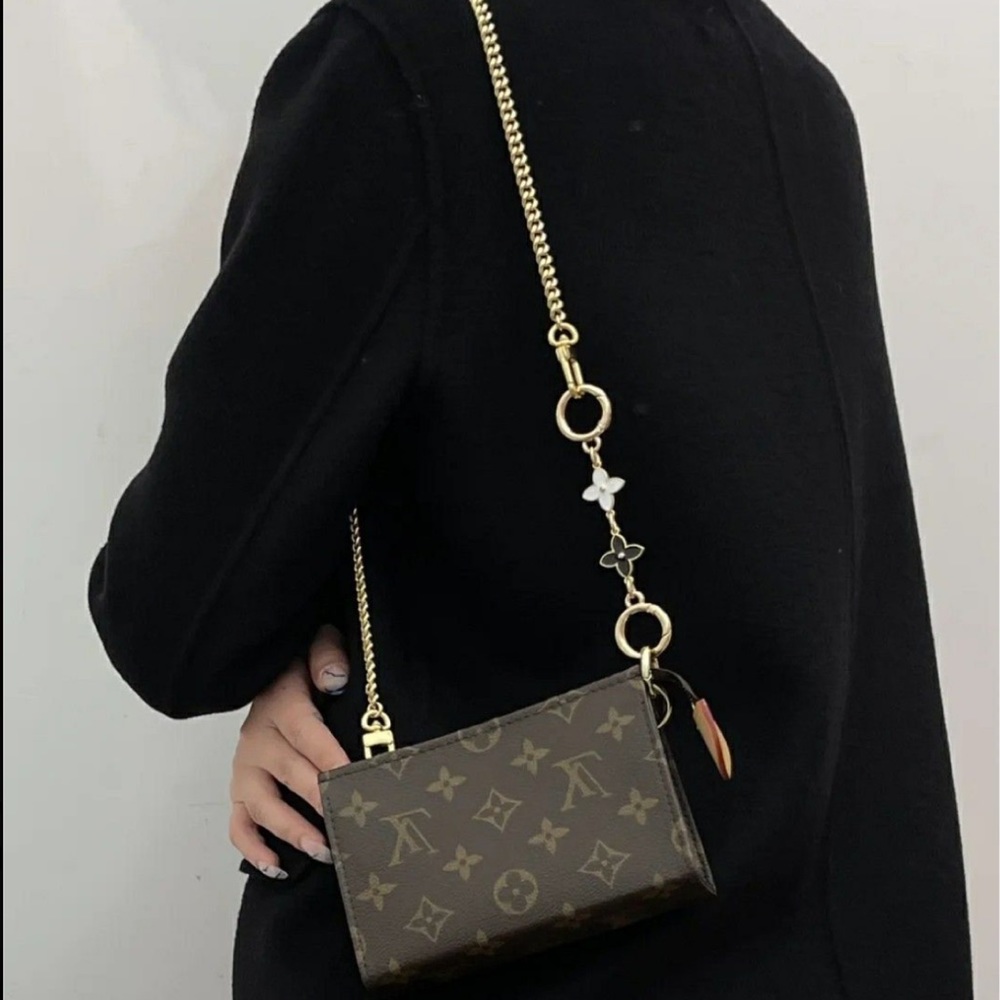 Authentic Louis Vuitton Pouch PM with Chain WOC